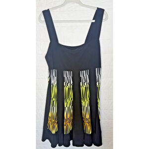 Frank Lyman mini dress size 18 black and yellow halter